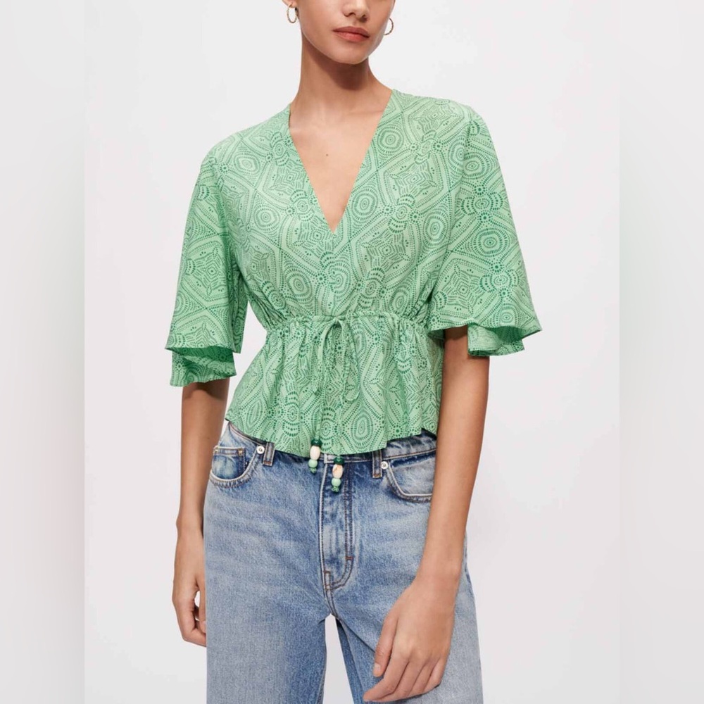 Maje | Green Tassel Top